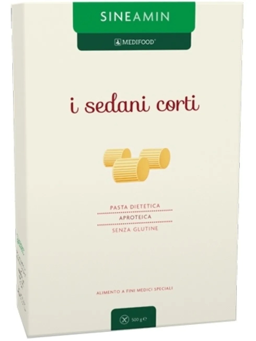 Sineamin Sedani corti senza glutine - Pasta aproteica per le diete speciali, 500 g