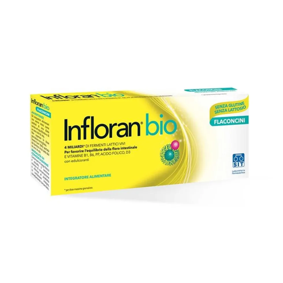 Sit Laboratorio Farmaceutico integratore Infloran Bio Adulti - Probiotici per la flora, 14 flaconi