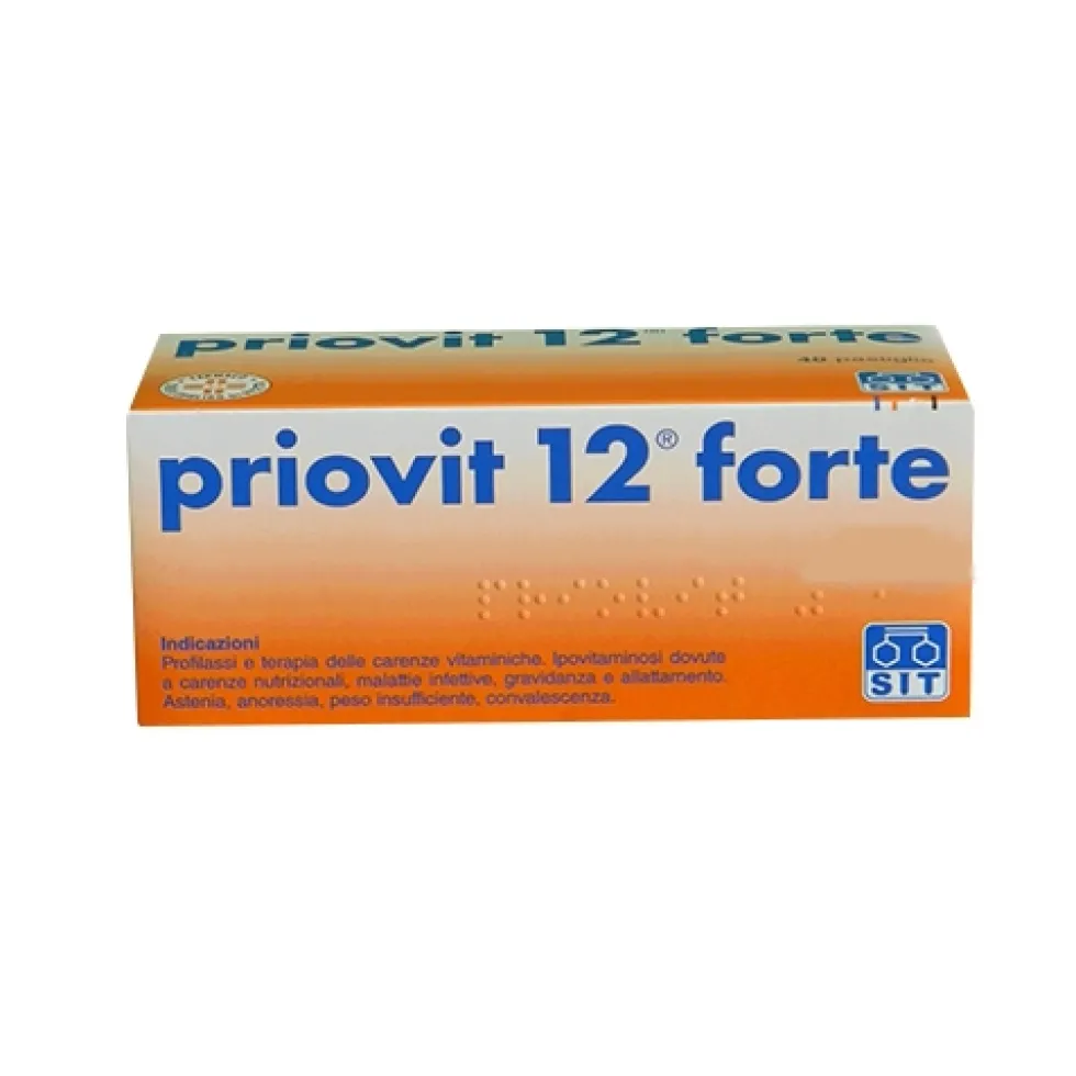 Sit Priovit 12 Forte - Integratore senza glutine per le carenze vitaminiche, 40 caramelle da 3 g