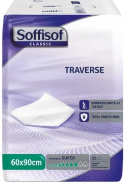 Soffisof Classic Traversa per Incontinenza Assorbenza Super 8 Gocce Misura 60 x 90 cm, 15 Pezzi