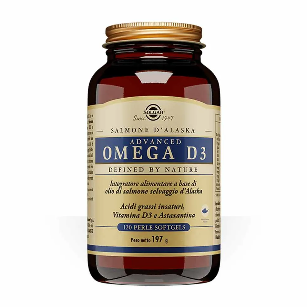 Solgar Advanced Omega D3 - Integratore per la funzione cardiaca, cerebrale e visiva, 120 perle