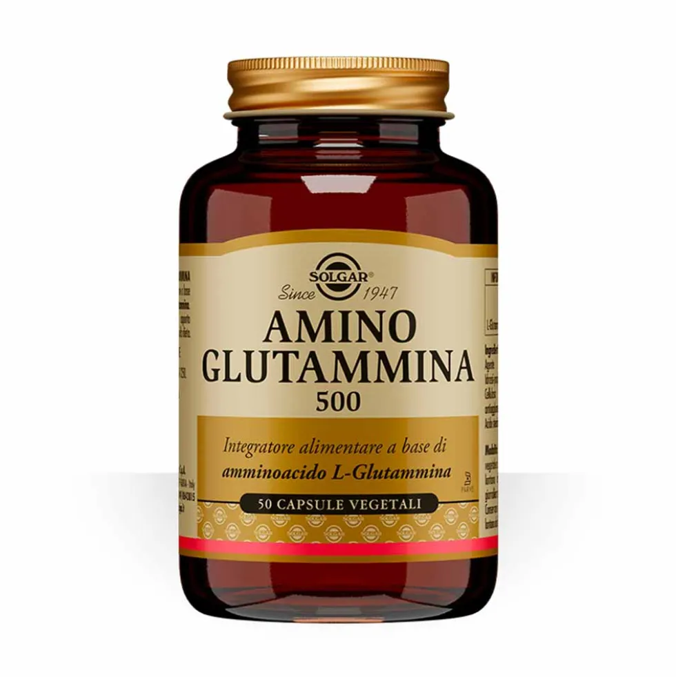 Solgar Amino Glutammina 500 - Integratore di L-glutammina per i muscoli, 50 capsule vegetali