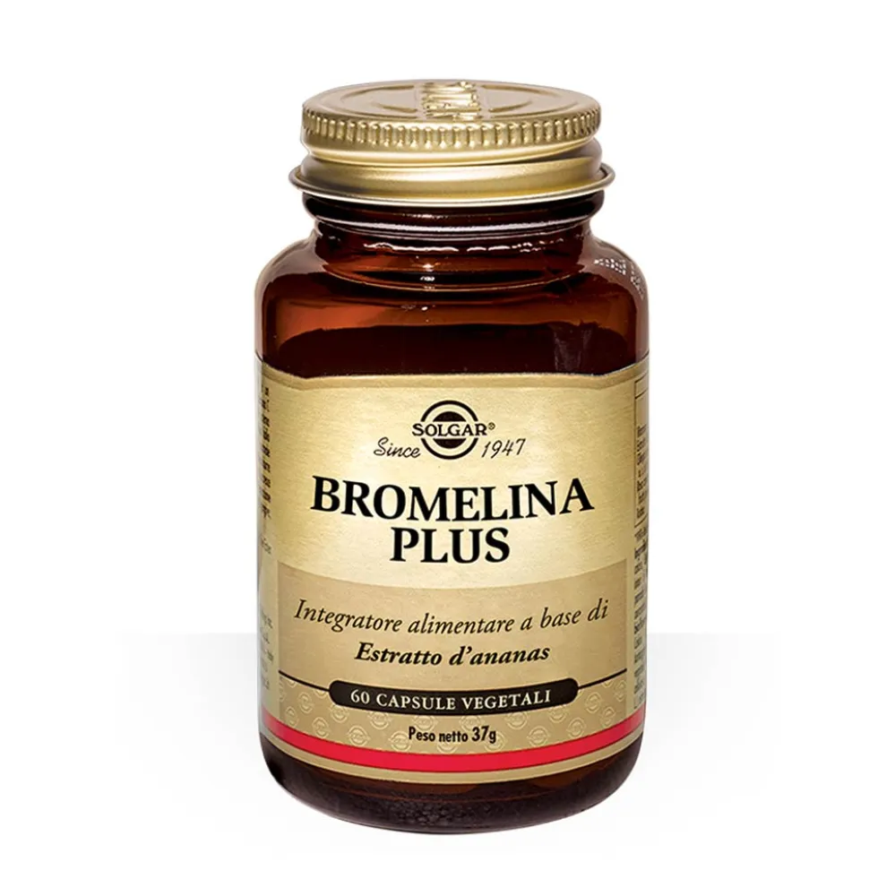 Solgar Bromelina Plus - Integratore alimentare per la digestione e il drenaggio, 60 capsule vegetali