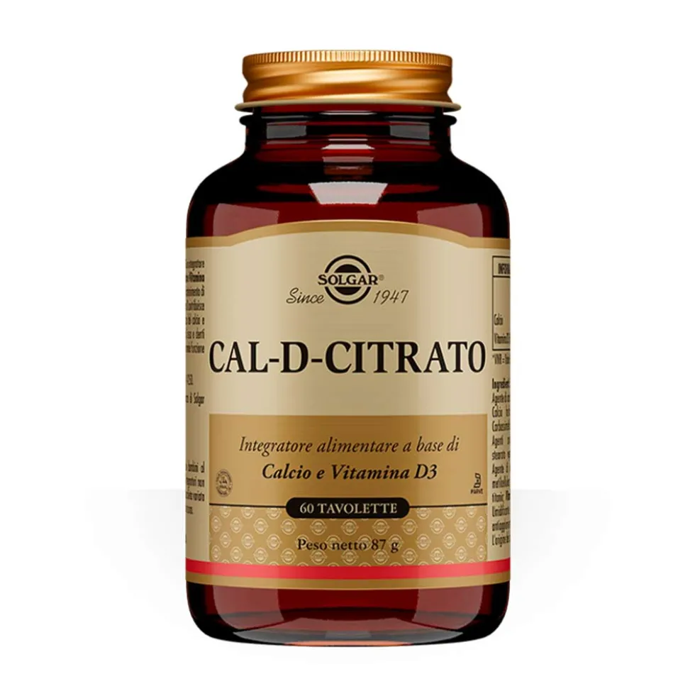 Solgar Cal D Citrato Integratore di Calcio Citrato e Vitamina D3, 60 Tavolette