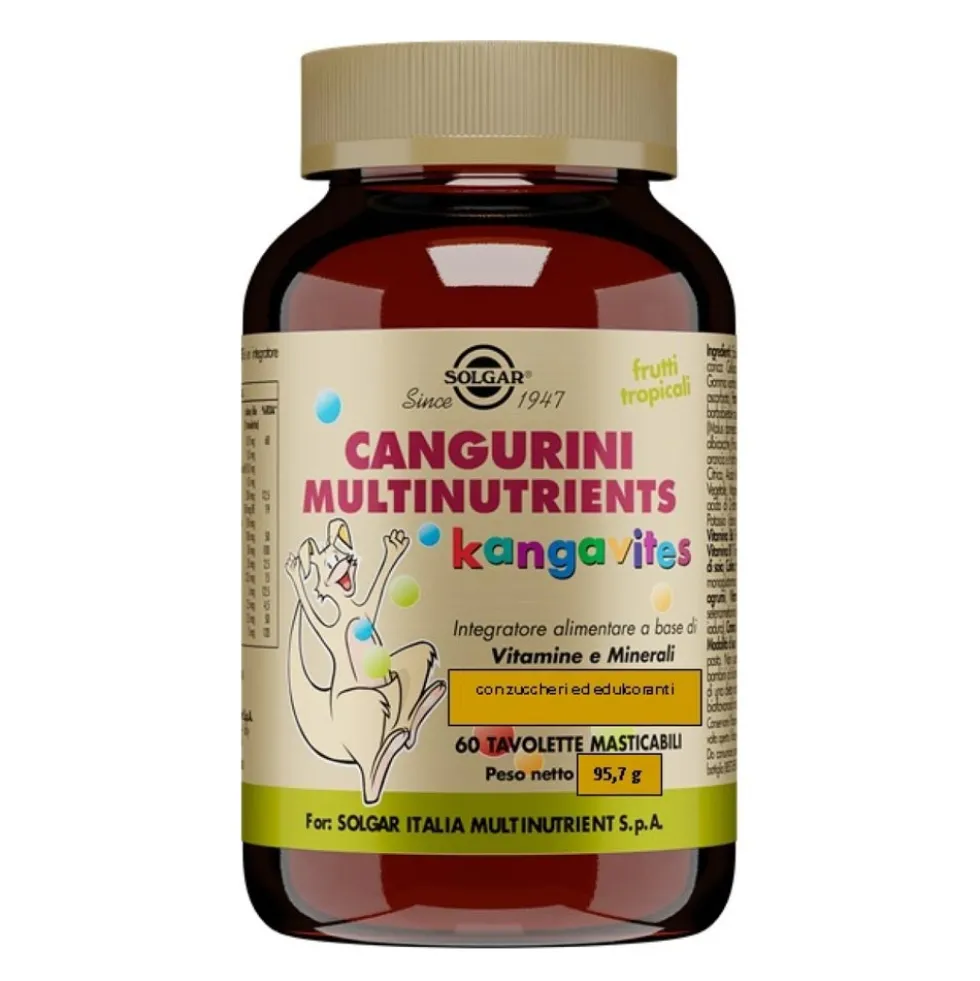 Solgar Cangurini Integratore Frutti Tropicali, 60 Tavolette Masticabili