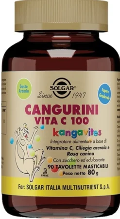 Solgar Cangurini Vita C100 Integratore per Bambini, 90 Tavolette Masticabili