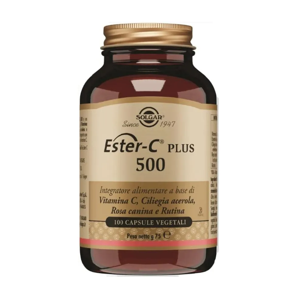 Solgar Ester-C Plus 500 - Integratore alimentare per il sistema immunitario, 100 capsule vegetali