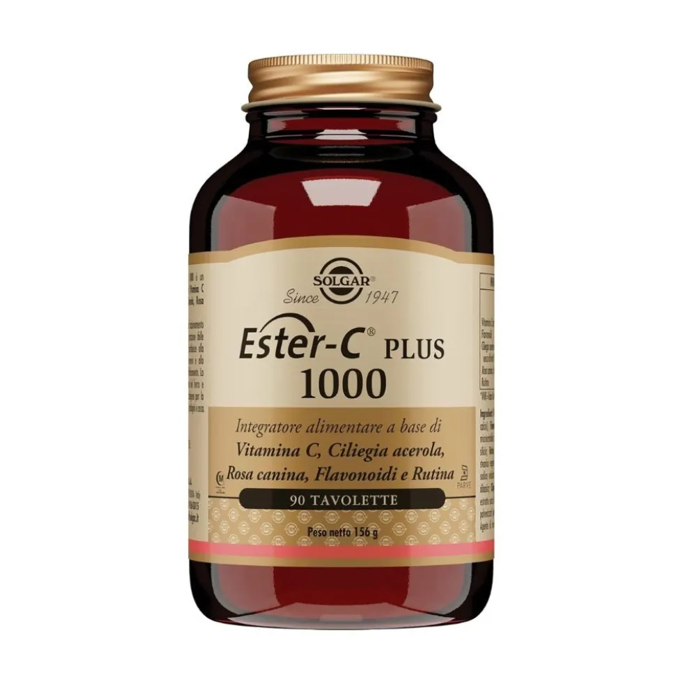 Solgar Ester-C Plus 1000 Integratore Vitamina C a pH Tamponato, 90 Tavolette