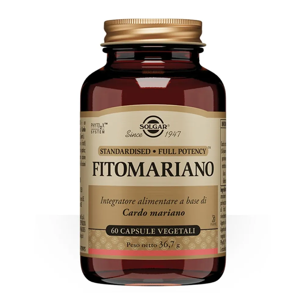 Solgar Fitomariano - Integratore per la funzionalità digestiva ed epatica, 60 capsule vegetali