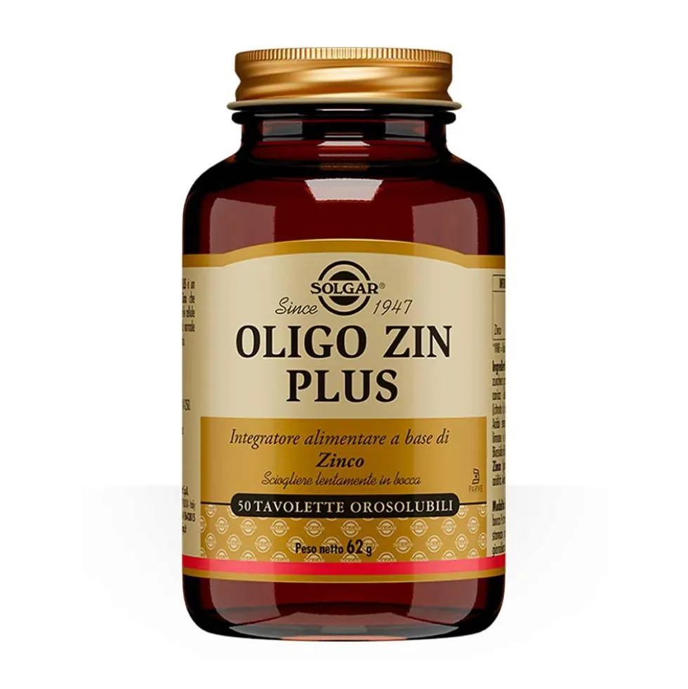 Solgar Oligo Zin Plus Integratore di Zinco Citrato e Gluconato, 50 Tavolette