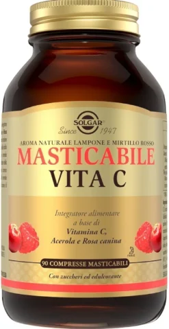 Solgar Vita C Masticabile - Integratore di vitamina c Solgar per le difese immunitarie, 90 compresse
