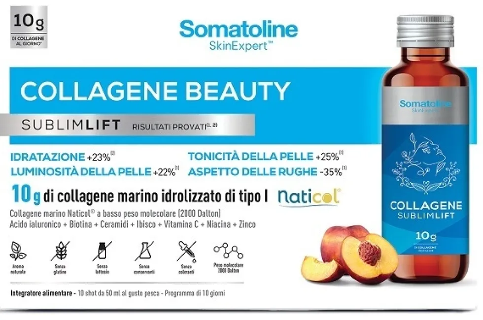 Somatoline Collagen Beauty Sublimlift Shot - Integratore per la pelle, 10 flaconcini da 50 ml