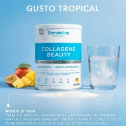 Somatoline Collagene Beauty Tropical Integratore in polvere per la pelle e i capelli, 198 g