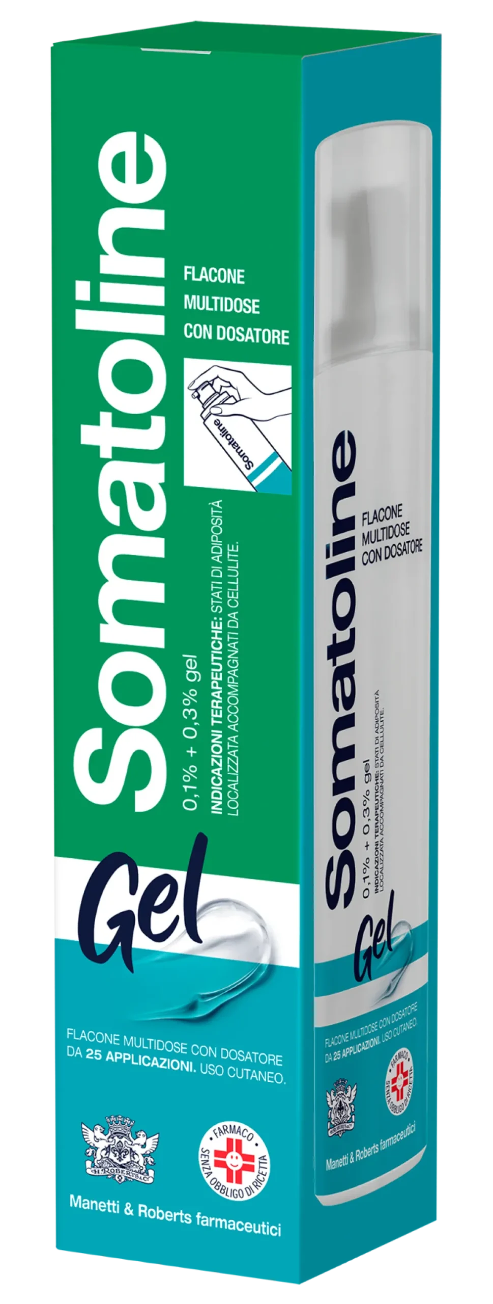 Somatoline 0,1% + 0,3% - Gel per l'adiposità localizzata e la cellulite, 250 ml