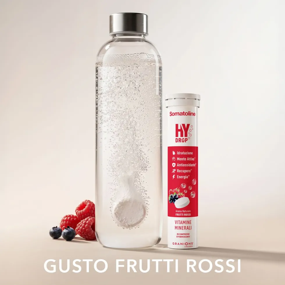 Somatoline HyDrop Electrolyte Integratore per l'idratazione gusto frutti rossi, 20 compresse