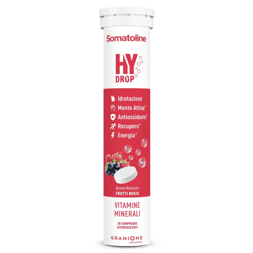 Somatoline HyDrop Electrolyte Integratore per l'idratazione gusto frutti rossi, 20 compresse
