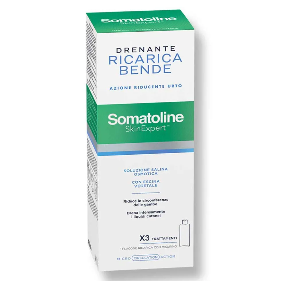 Somatoline Ricarica Bende Drenanti - Soluzione salina per ritenzione idrica e cellulite, 420 ml