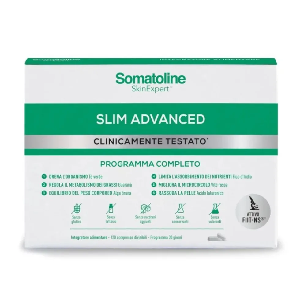 Somatoline Slim Advanced Integratore alimentare snellente e drenante, 120 compresse