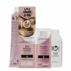 SOS Color & Go Set colorazione 8.0 biondo chiaro - Tinta per i capelli bianchi, 2 tubi da 90 ml