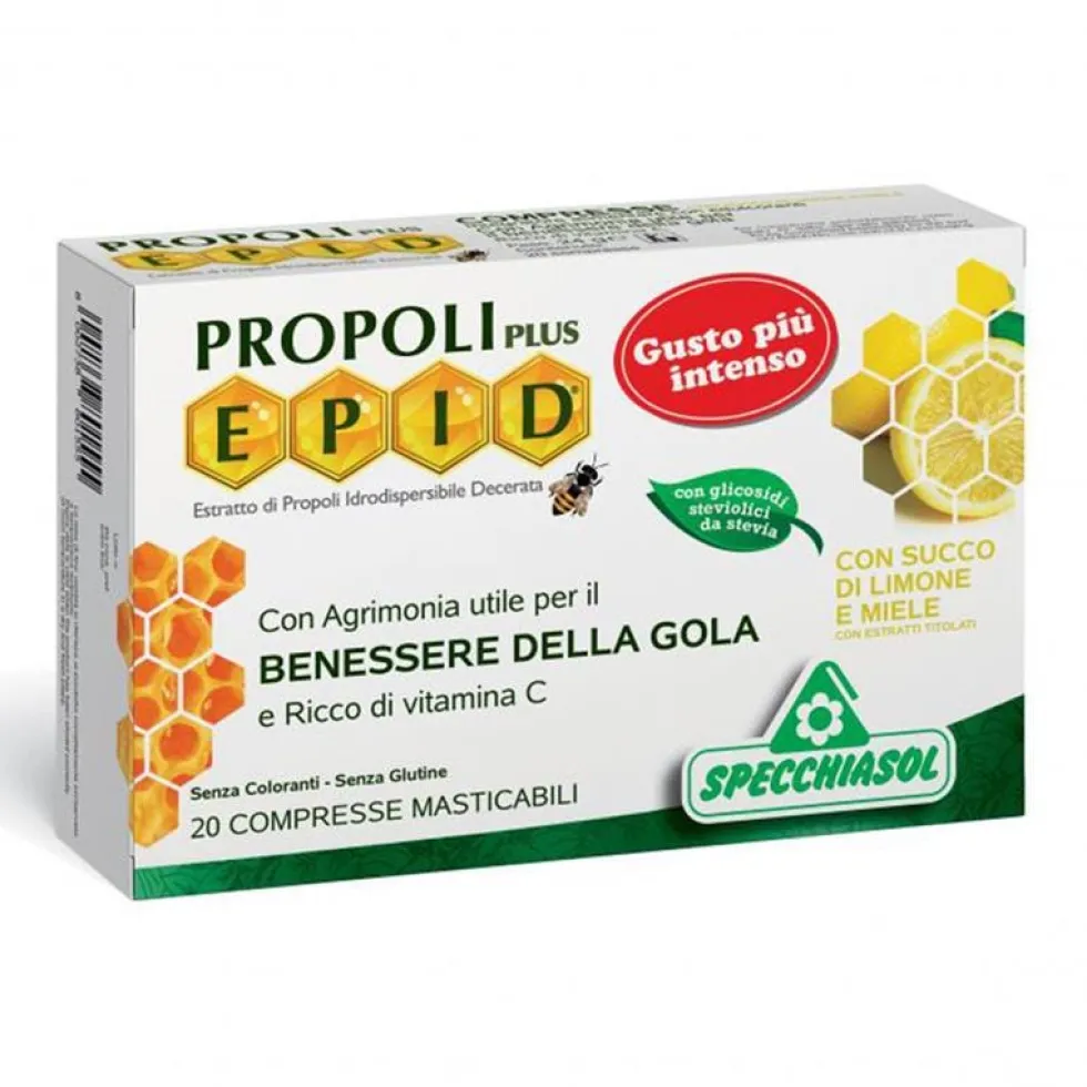 Specchiasol Propoli Plus Epid limone e miele - Compresse per il benessere della gola, 20 compresse