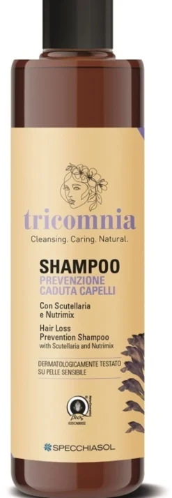 Specchiasol Tricomnia - Shampoo per la prevenzione della caduta dei capelli fragili, 250 ml