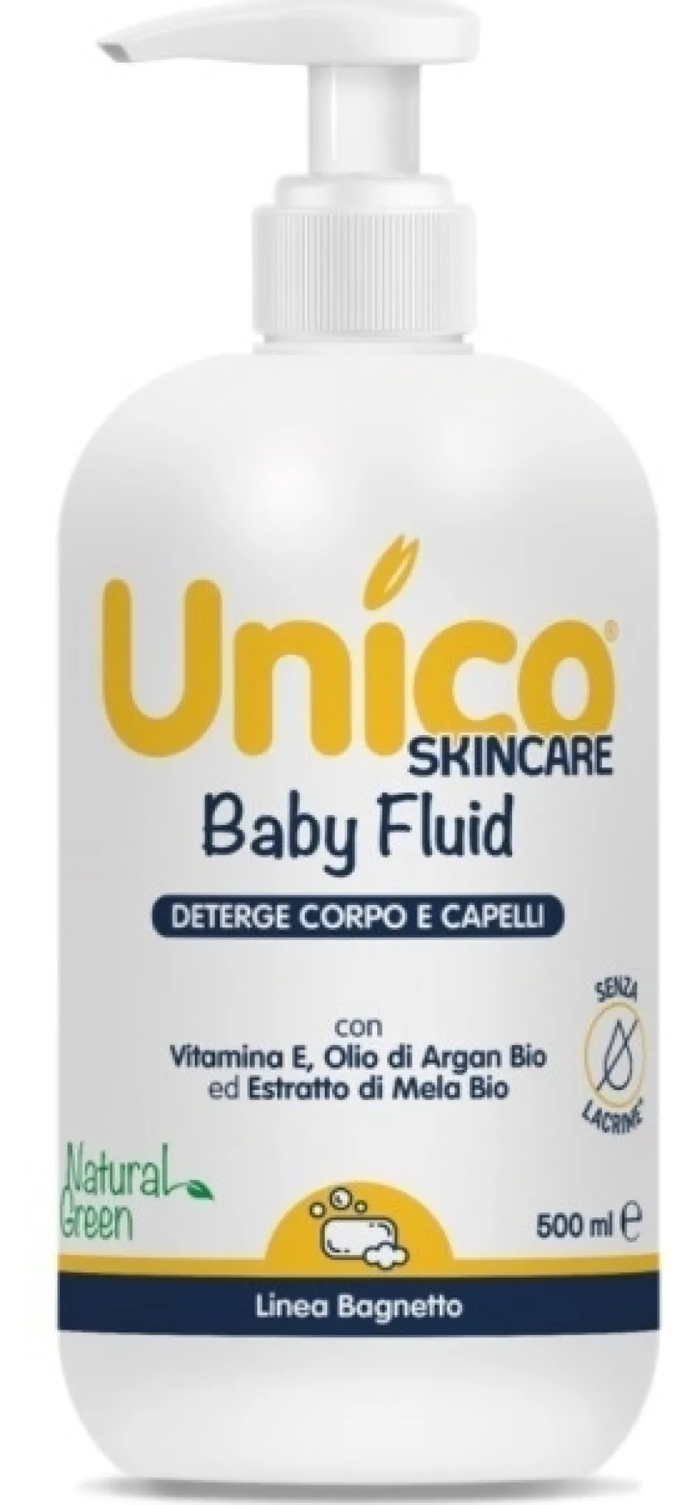 Sterilfarma Unico Baby Fluid - Gel emolliente a base di avena per il corpo e i capelli, 500 ml