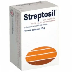 Streptosil Neomicina 99,5% + 0,5% Solfatiazolo + Neomicina Solfato Polvere Cutanea per Infezioni Cutanee Superficiali, 10g