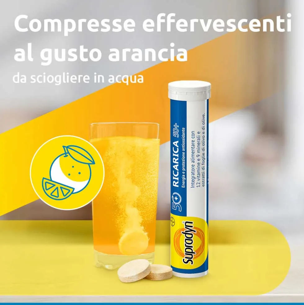Supradyn Ricarica 50+ - Integratore multivitaminico per l'energia, 15 compresse effervescenti