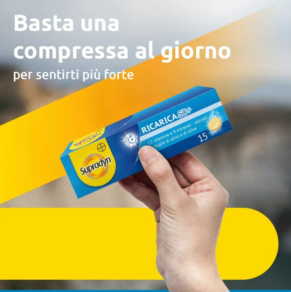 Supradyn Ricarica 50+ - Integratore multivitaminico per l'energia, 15 compresse effervescenti