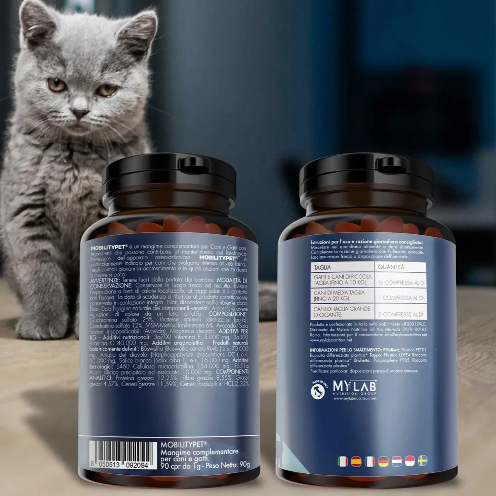 Suprapet MobilityPet Cani e Gatti Integratore Benessere Articolazioni, 90 Compresse