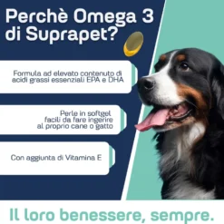 Suprapet Omega 3 Cani e Gatti Integratore EPA DHA, 80 Perle Appetibili