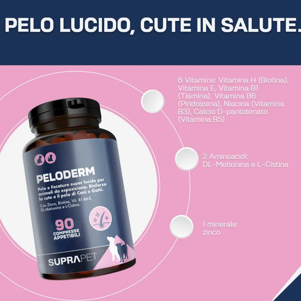 Suprapet Peloderm Cani e Gatti Integratore Perdita di Pelo, 90 Compresse
