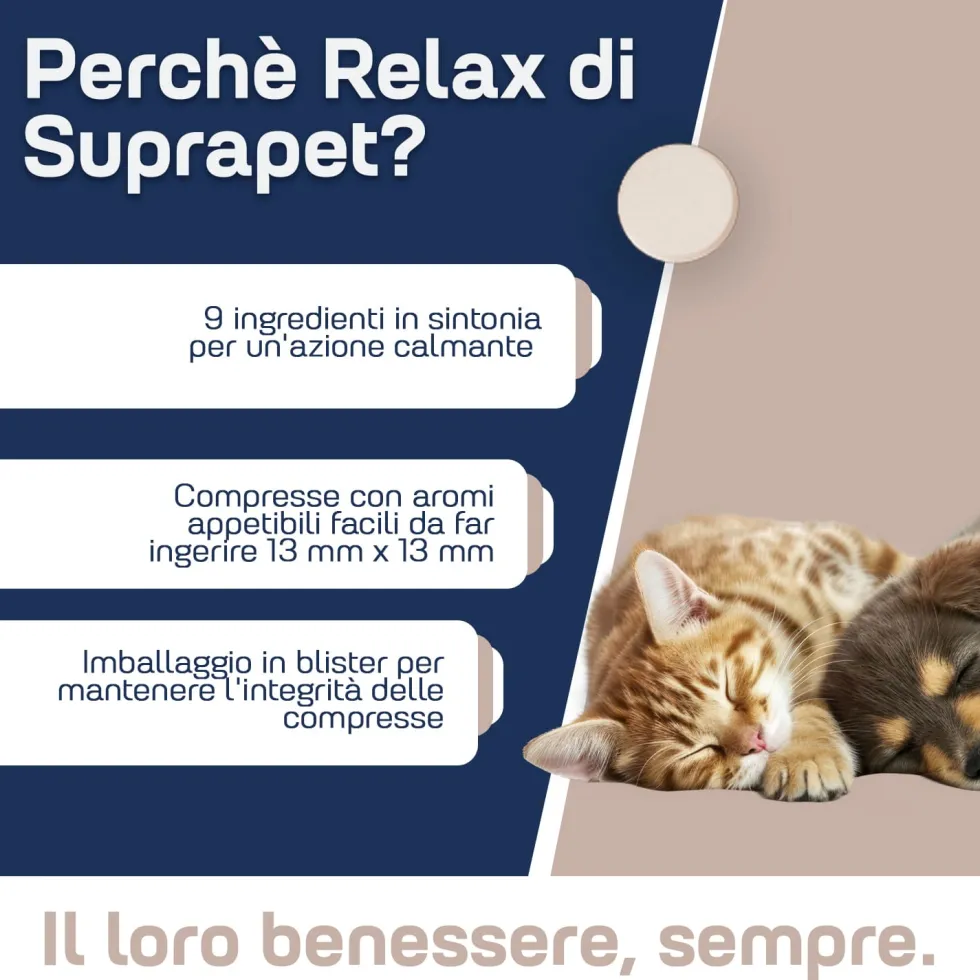 Suprapet RelaxPet Cani e Gatti Integratore Calmante, 30 Compresse