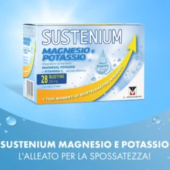 Sustenium Magnesio e Potassio Integratore Alimentare con Aggiunta di Vitamina C, 28 Bustine