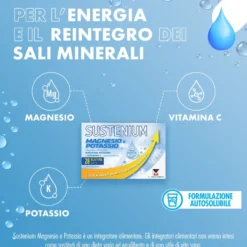 Sustenium Magnesio e Potassio Integratore Alimentare con Aggiunta di Vitamina C, 28 Bustine