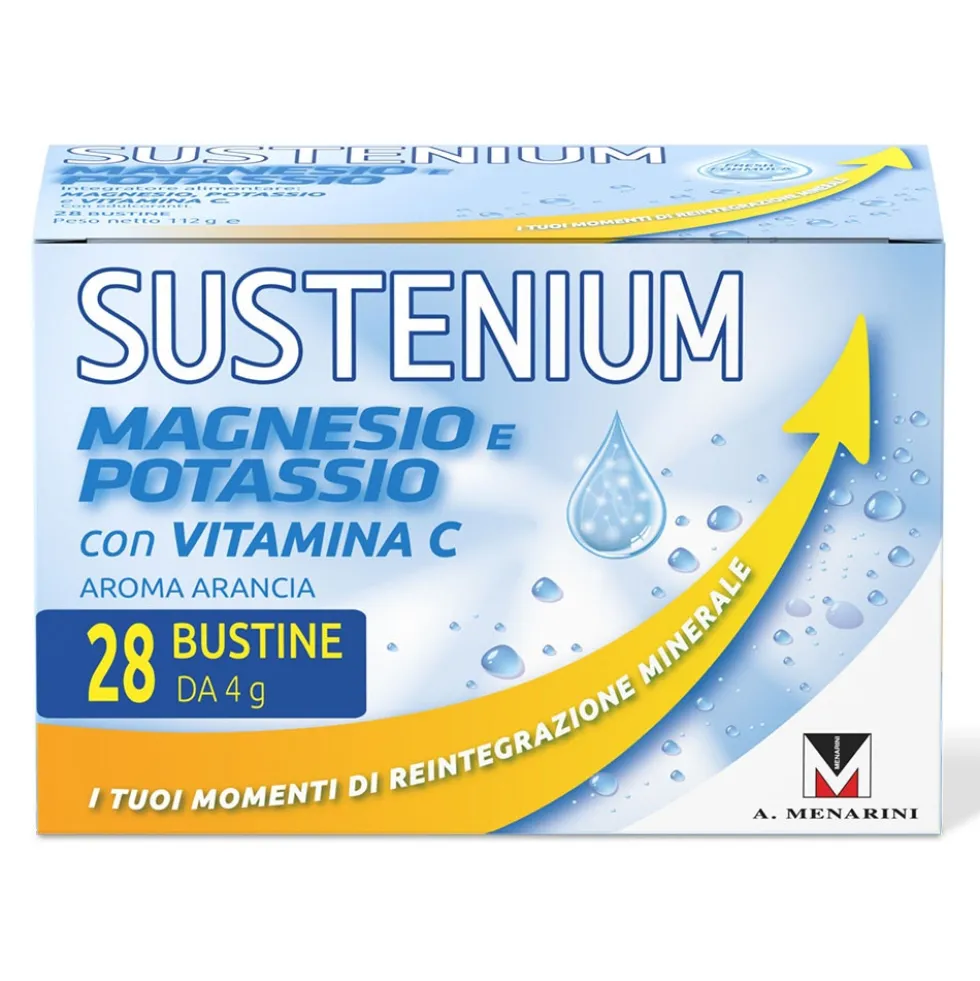 Sustenium Magnesio e Potassio Integratore Alimentare con Aggiunta di Vitamina C, 28 Bustine
