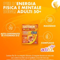 Sustenium Plus 50+ - Integratore alimentare per l'energia e la vitalità, 24 flaconcini da 20 ml