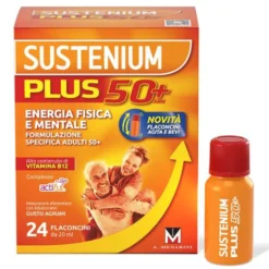 Sustenium Plus 50+ - Integratore alimentare per l'energia e la vitalità, 24 flaconcini da 20 ml