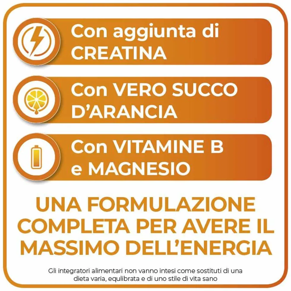 Sustenium Plus Integratore Energizzante con Creatina Succo d'Arancia, 12 Bustine