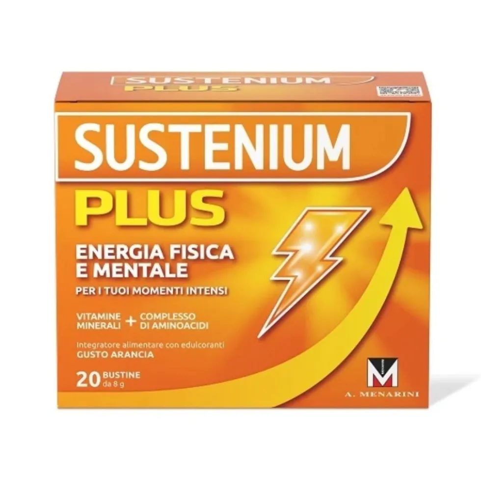 Sustenium Plus - Integratore energizzante per l'energia fisica e mentale, 20 bustine da 8 g
