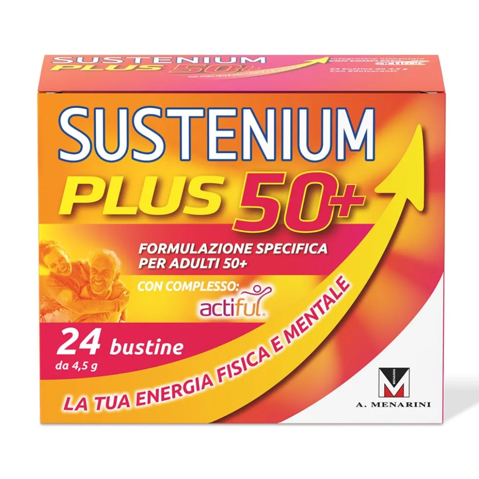 Sustenium Plus 50+ - Integratore energizzante per l'energia fisica e mentale, 24 bustine