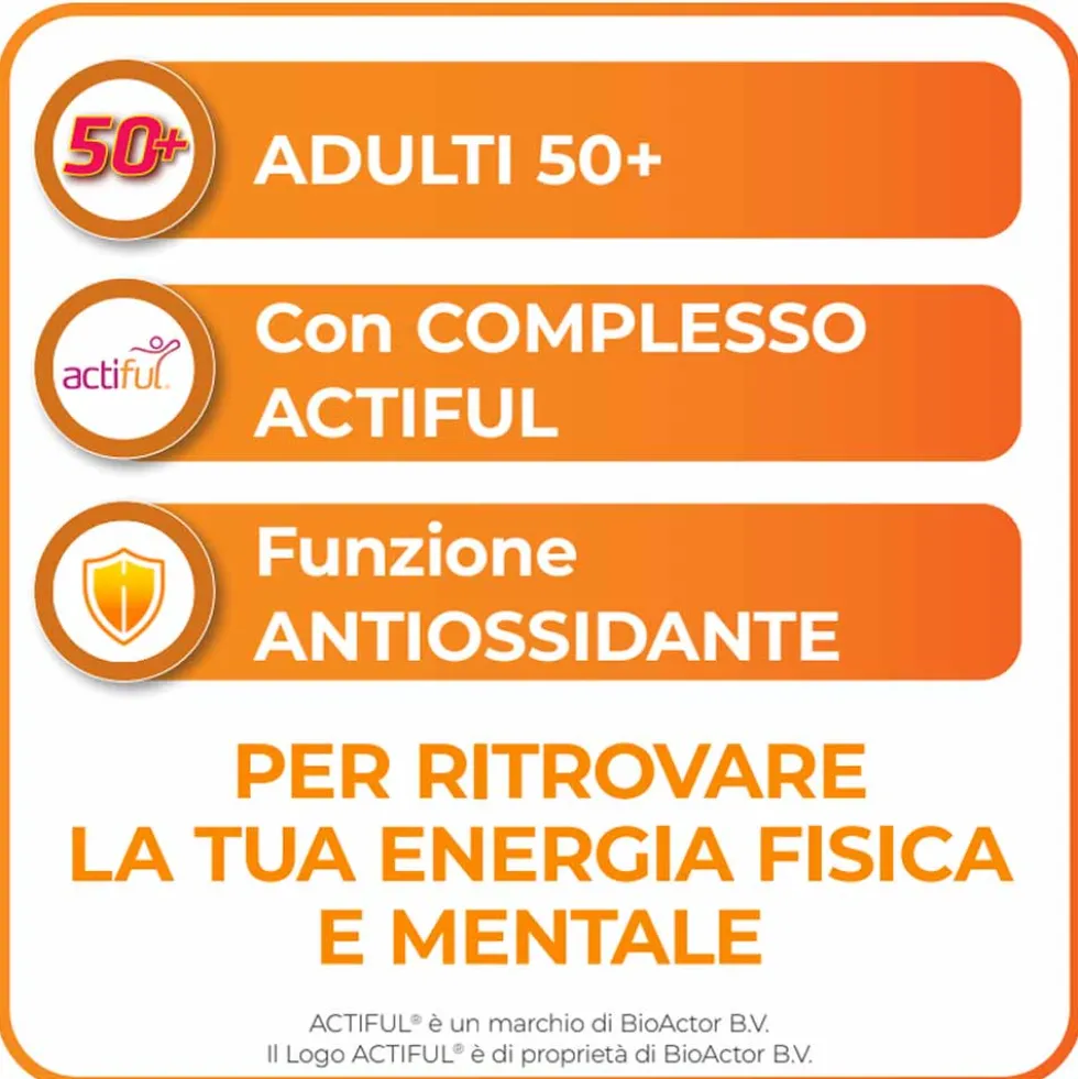 Sustenium Plus 50+ - Integratore per l'energia fisica e mentale degli adulti, 16 bustine