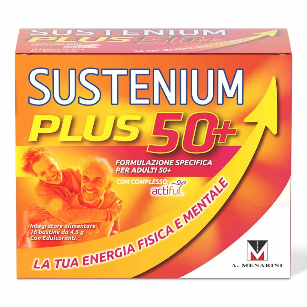 Sustenium Plus 50+ - Integratore per l'energia fisica e mentale degli adulti, 16 bustine