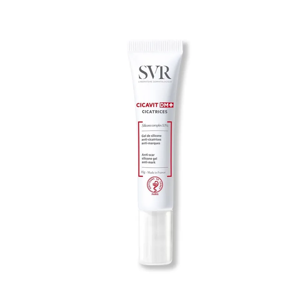 SVR Cicavit+ DM+ Cicatrici - Gel siliconico anti-prurito per la riduzione delle cicatrici, 15 g