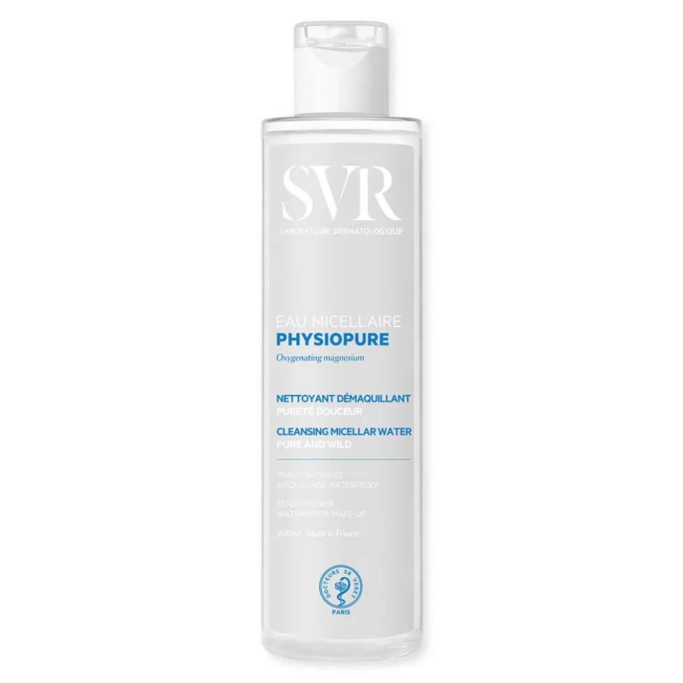 SVR Physiopure - Acqua micellare detergente e struccante per la pelle sensibile, 200 ml