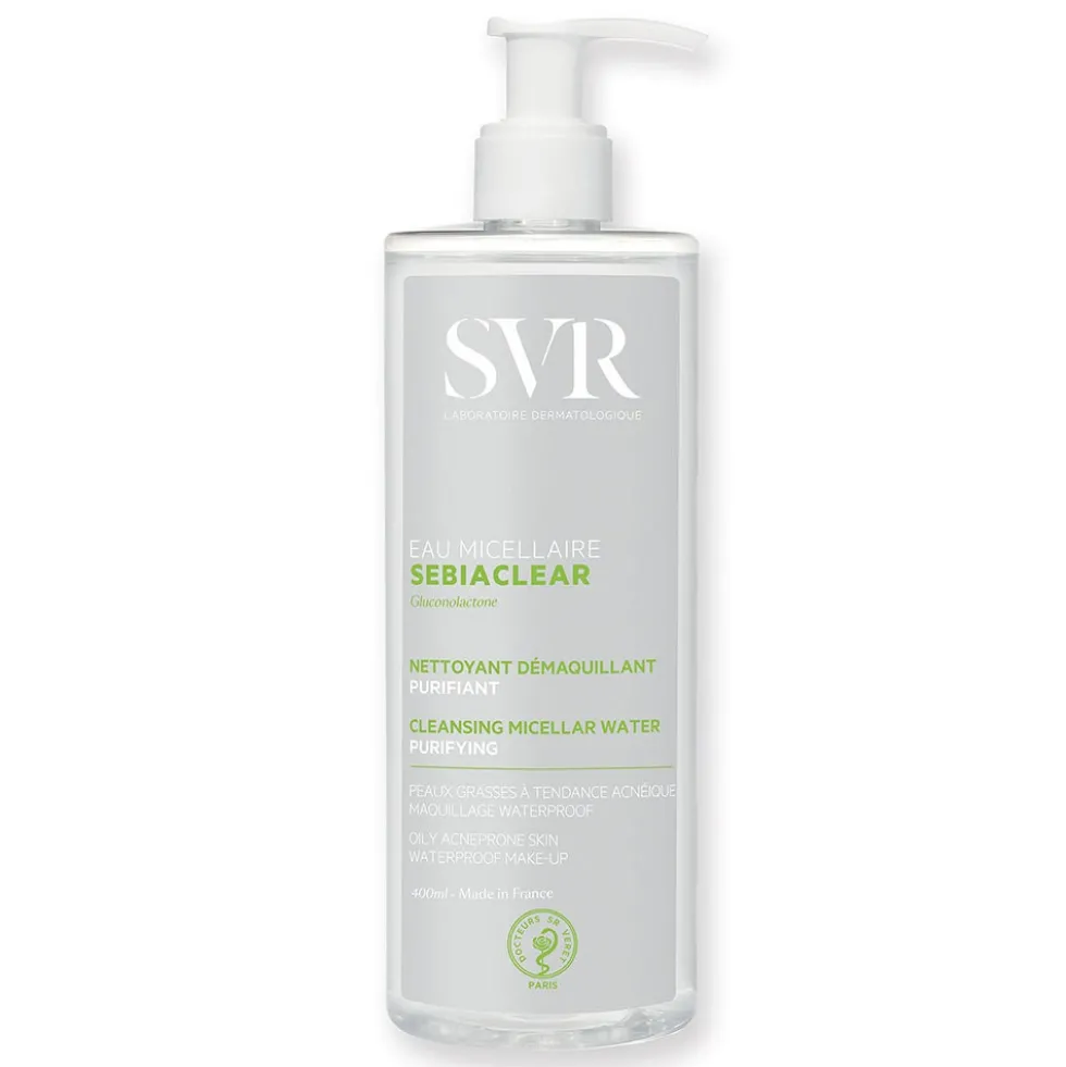 SVR Sebiaclear - Acqua micellare struccante per la pelle mista e a tendenza acneica, 400 ml