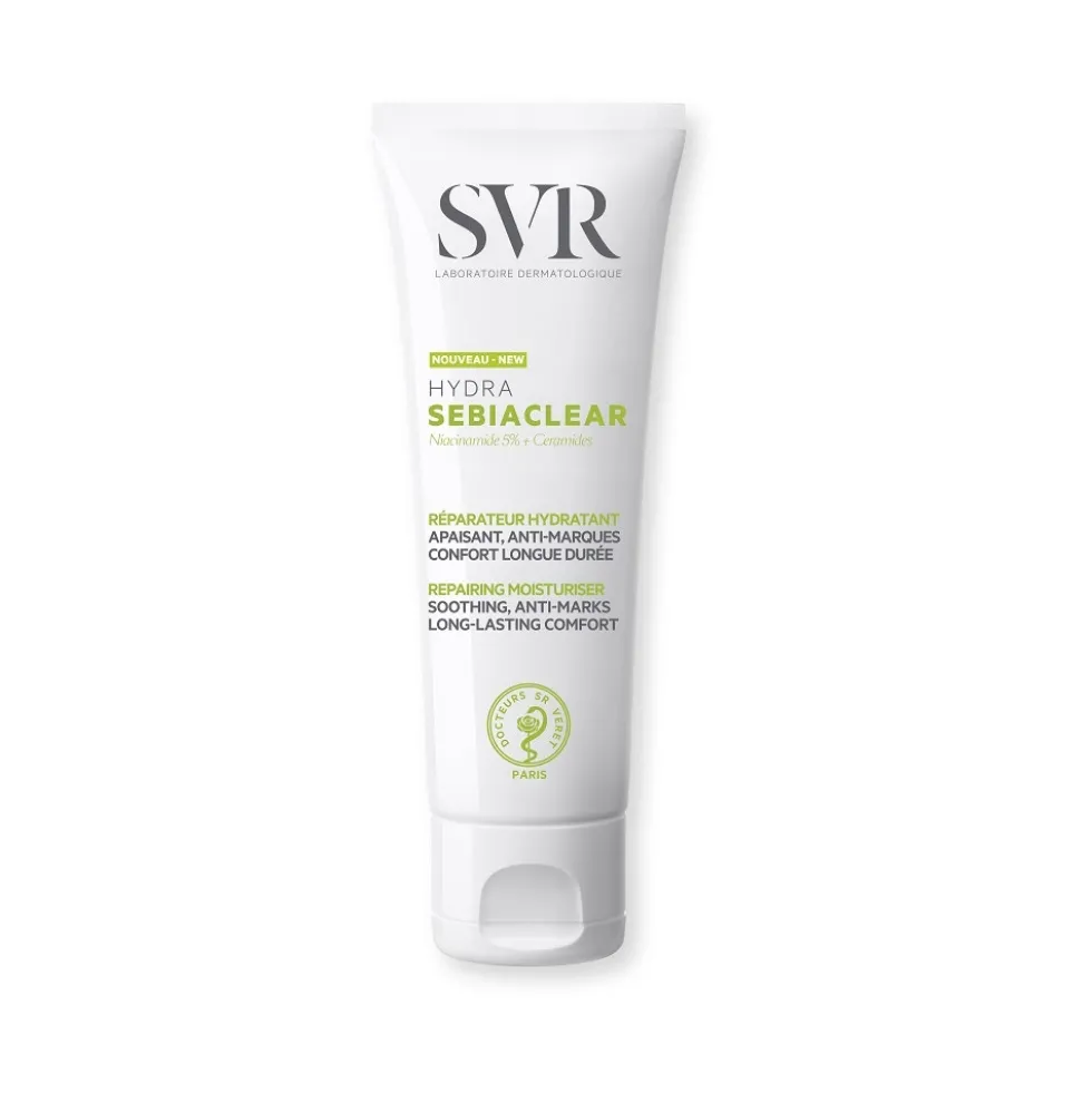 SVR Sebiaclear Hydra - Crema lenitiva e riparatrice per la pelle a tendenza acneica, 40 ml