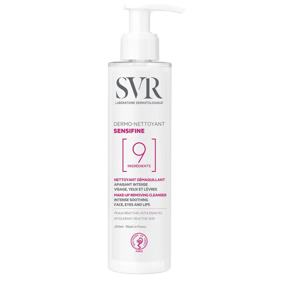 SVR Sensifine - Latte dermo-detergente lenitivo e struccante per la pelle sensibile, 200 ml