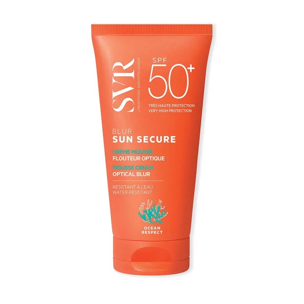 SVR Sun Secure - Blur SPF50+ Crema Viso Mousse Vellutata Solare Biodegradabile, 50ml