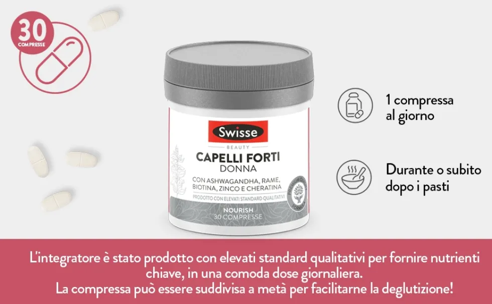 Swisse Beauty - Capelli Forti Donna Integratore, 30 Compresse